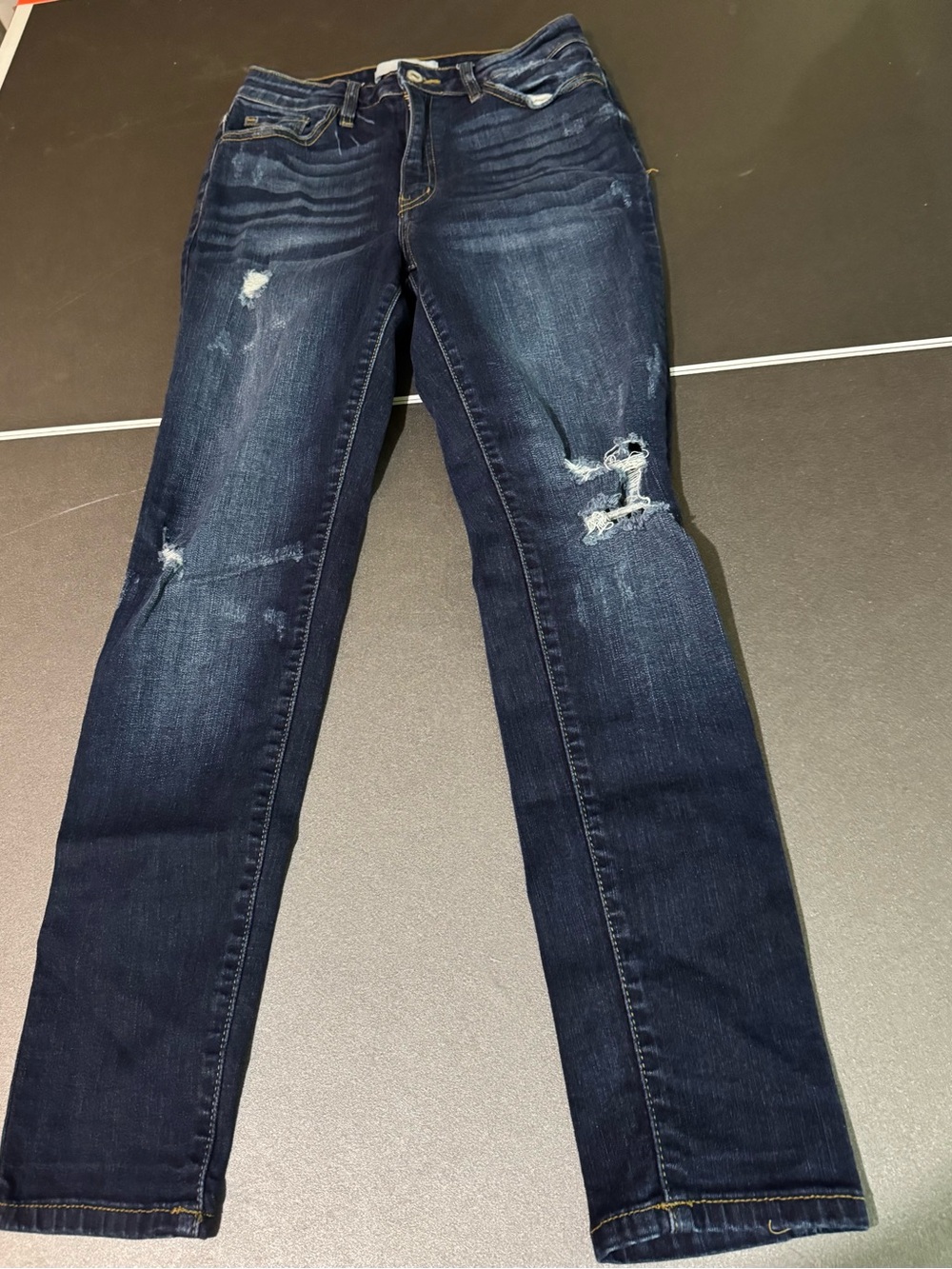 KanCan Dark Distressed Skinny Jeans - Blue